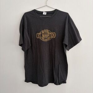 Vintage Sherry's Best St. Maarten Resort Collection T-Shirt XL Black Striped USA